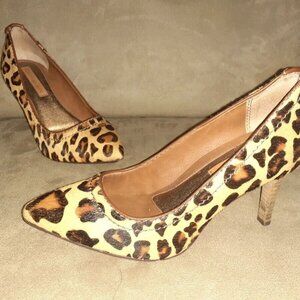 CALVIN KLEIN Jeans-Ryleigh-Leopard Calf Hair Print Pumps/Heels-Size 7-Near Mint